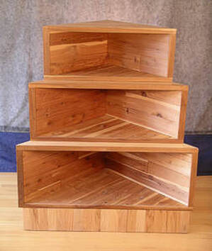 Corner Storage Boxes, Cedar lined solid hardwood boxes